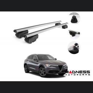 Alfa Romeo Stelvio Roof Rack Cross Bars - for models w/ factory roof rails - Silver - StarLock